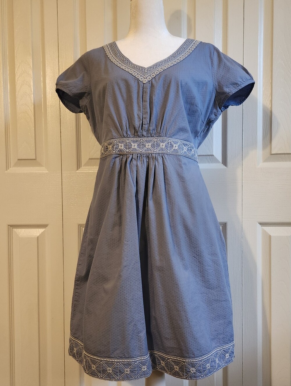 Slate Blue Boden Embroidered Dress